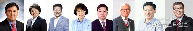 좌측부터 조정식, 박영애, 강상태, 김선임, 남용삼, 박호근, 최현백, 박광순 의원