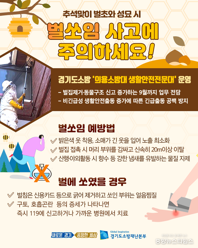 벌쏘임 사고 주의 홍보물.