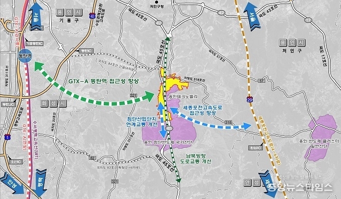 15일 발표한 용인 이동읍 공공주택지구 광역교통체계 구상.(용인시 제공)
