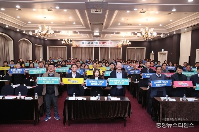 ‘백만화성’ 피켓 든 참석자들.(사진=화성시의회)