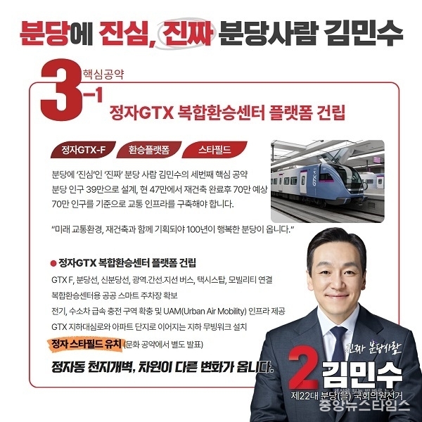 김민수 국민의힘 분당을 국회의원 예비후보 핵심공약 카드뉴스.(사진=김민수 예비후보 캠프)
