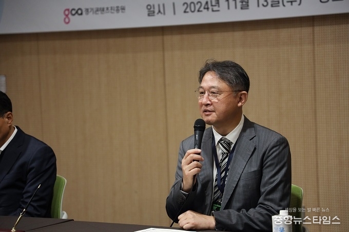 탁용석 원장 인사말 모습.(사진=경콘진)