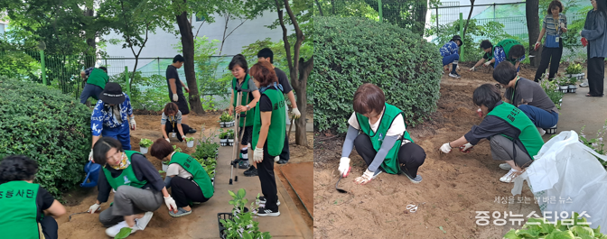 김미경 의원과 팔색조봉사단 손바닥원정대을 가꾸고 있다.(사진=의원실)