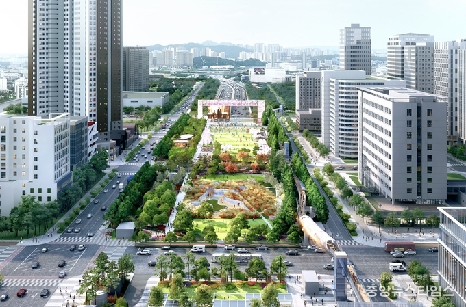 경부직선화 상부공원 예상도.(화성시 제공)