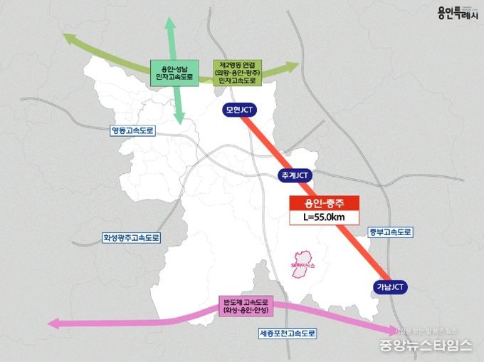 ‘용인~충주 민자고속도로’ 위치도.(용인시 제공)