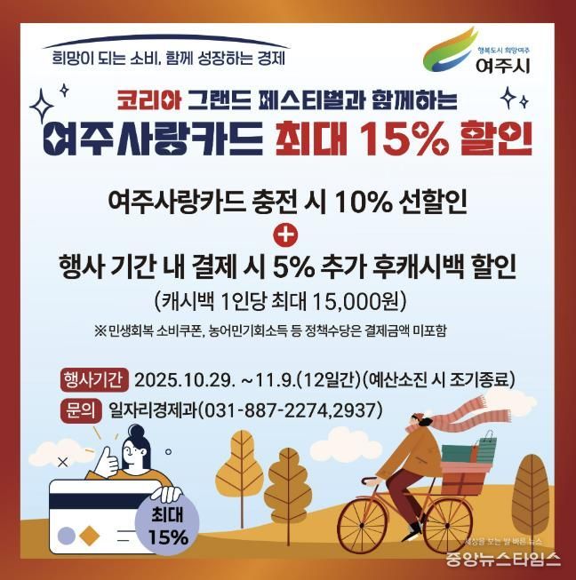 여주시, 코리아 그랜드 페스티벌 참여 ‘여주사랑카드 최대 15% 할인’