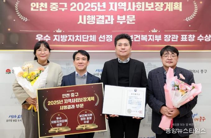 인천 중구, 보건복지부 ‘2025년 지역복지사업 평가’ 우수 지자체 선정