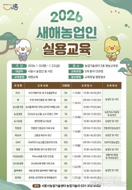 시흥시, 2026년 새해농업인 실용교육 추진