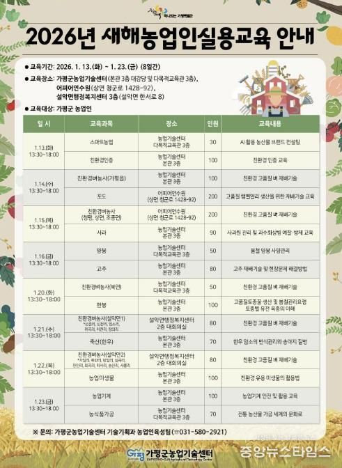가평군, ‘새해농업인실용교육’ 현장성 강화