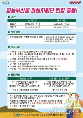 이천시, 영농부산물 파쇄지원단 출동… 4월 10일까지 신청 접수