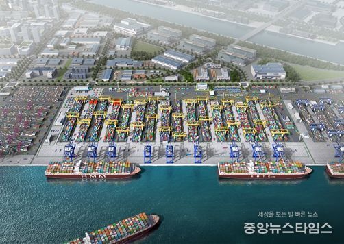 인천신항 1-2단계 컨테이너부두 상부공사 착공